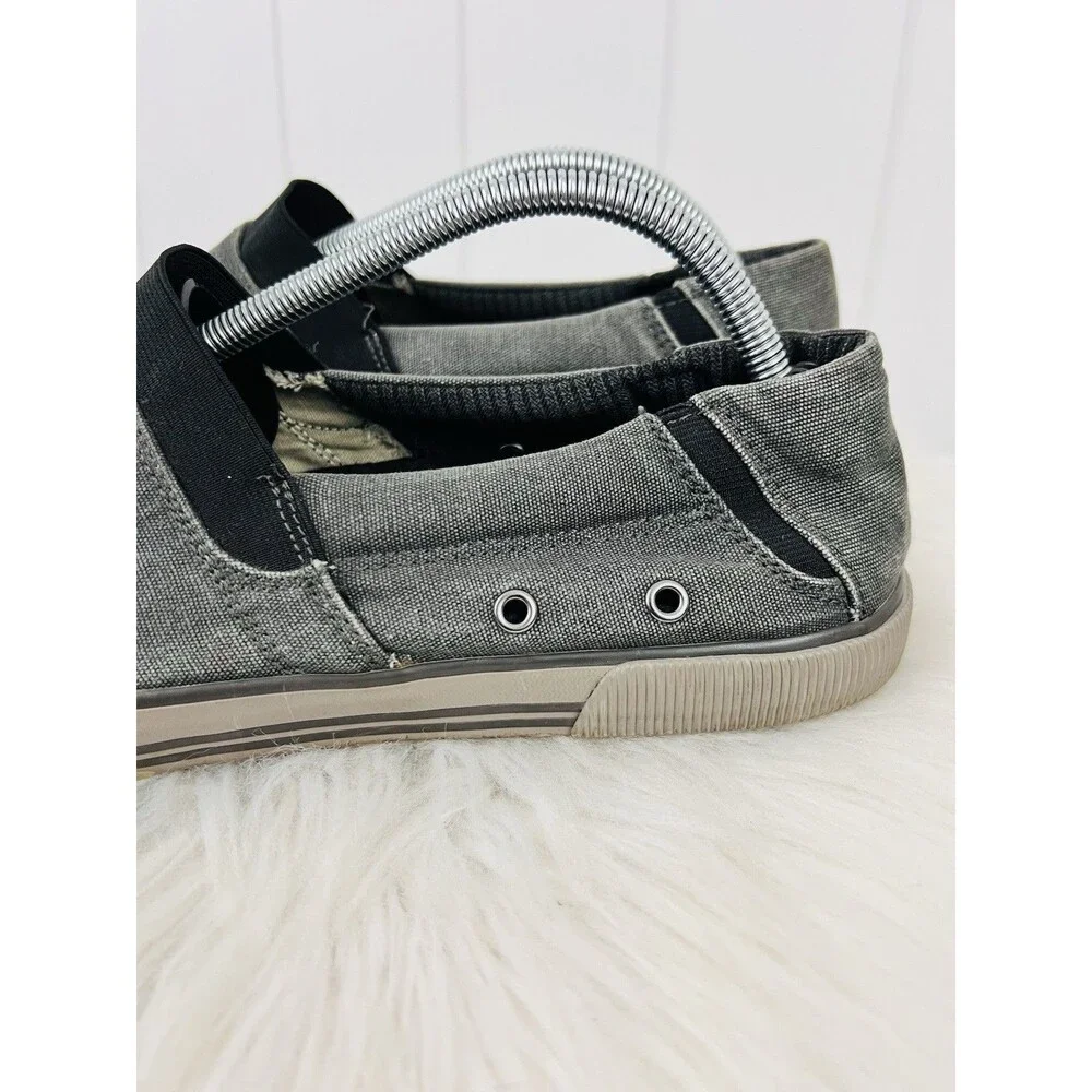 Skechers Gray Canvas Slip On Loafer Shoes Memory Foam Comfort Mens 10.5